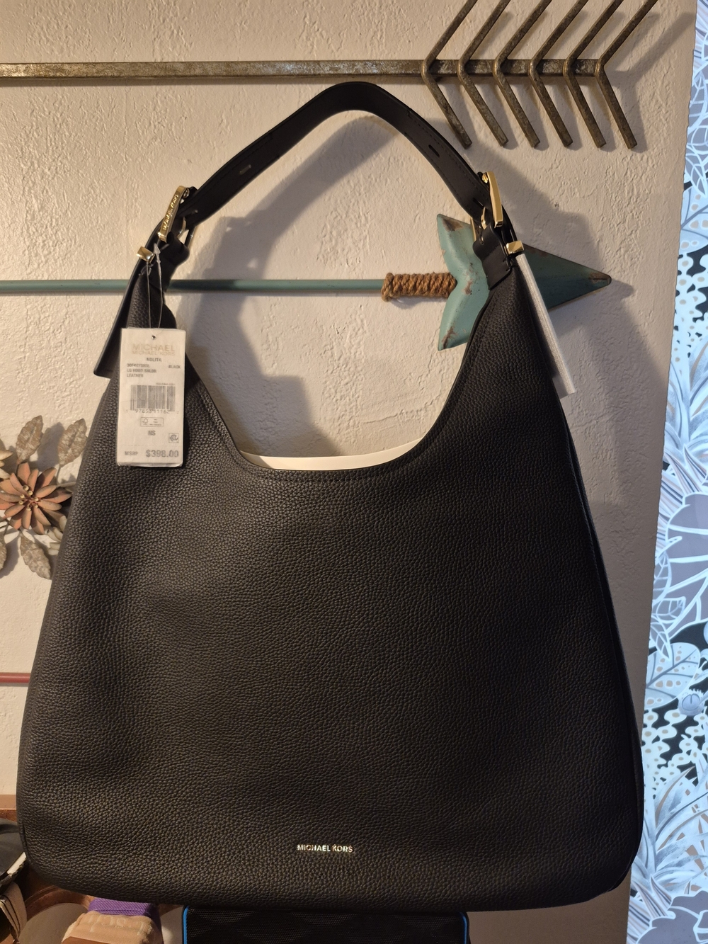 Michael Kors Black Pebbled Leather Shoulder Bag